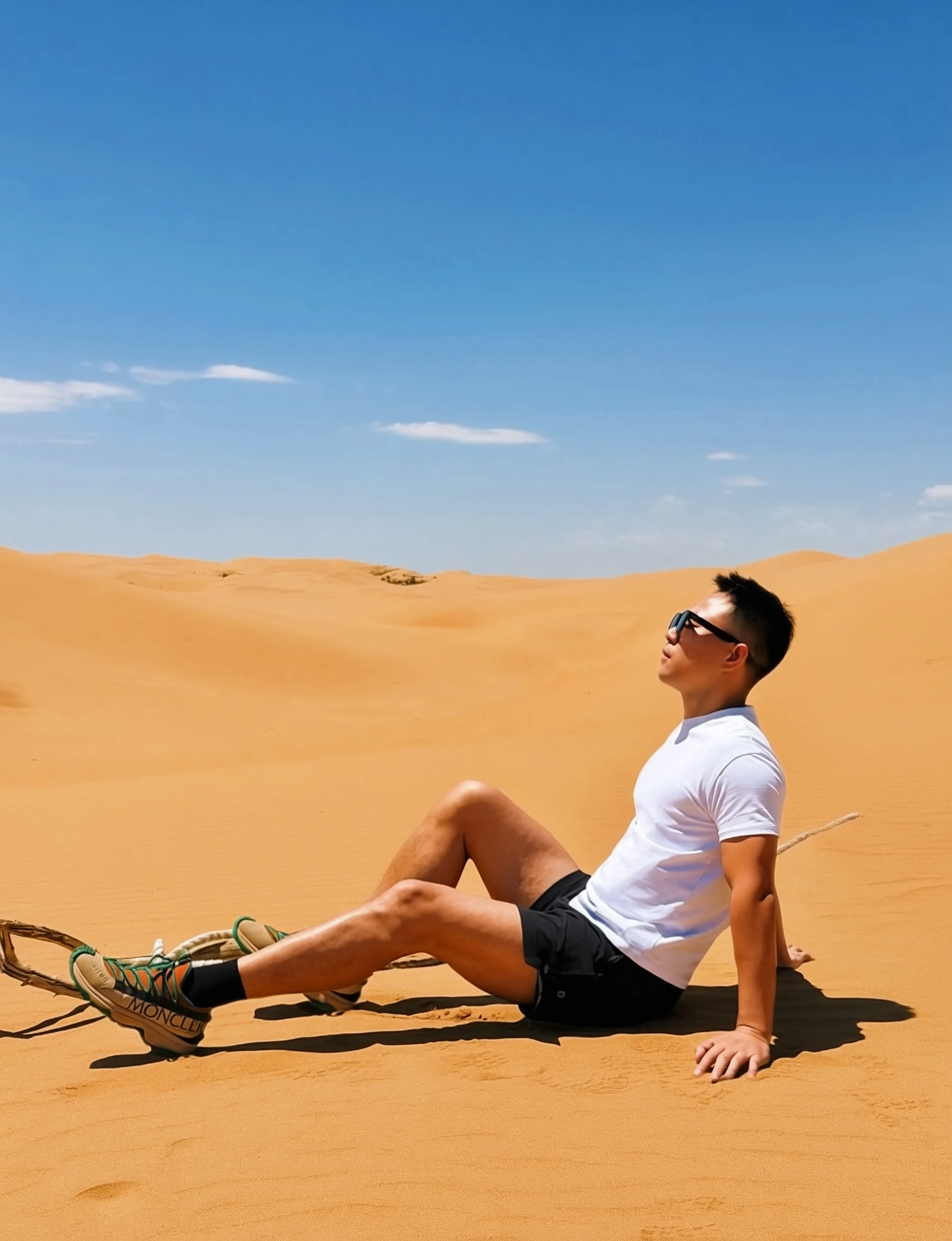 呼伦贝尔沙漠中的旅人