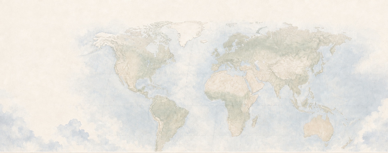 水彩风格的世界地图